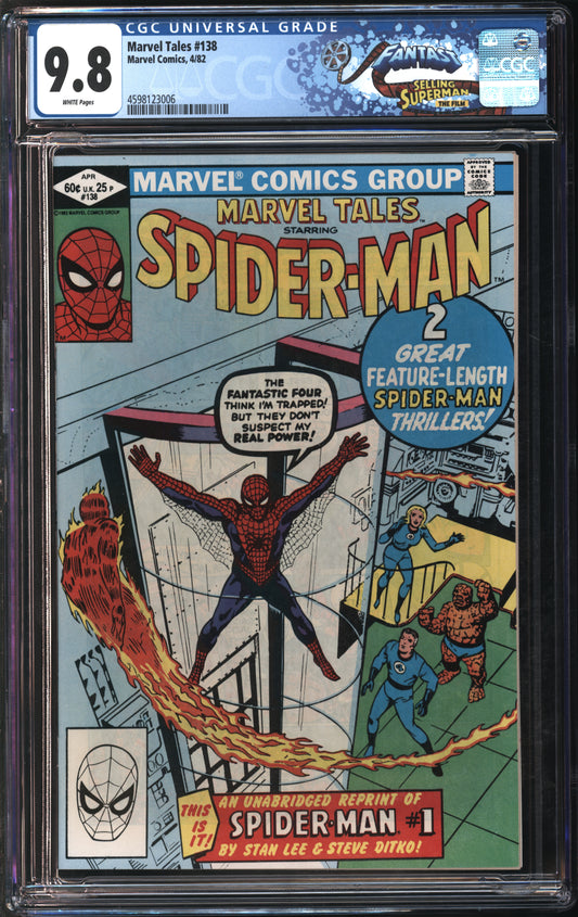 Marvel Comics Marvel Tales #138 4/82 FANTAST CGC 9.8 White Pages
