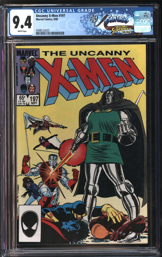 Marvel Comics X-Men #197 9/85 FANTAST CGC 9.4 White Pages
