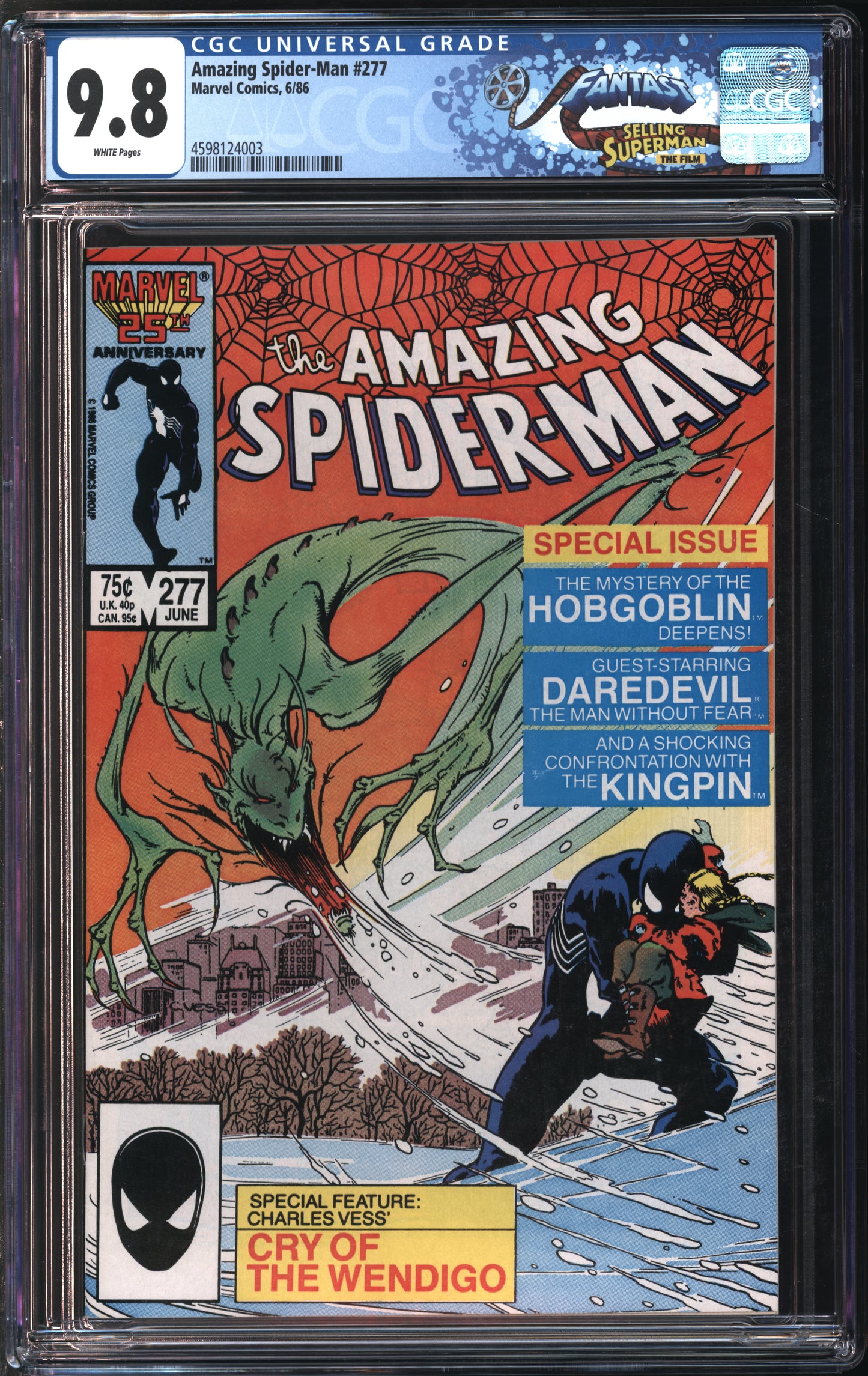 Marvel Comics Amazing Spider-Man #277 6/86 FANTAST CGC 9.8 White Pages