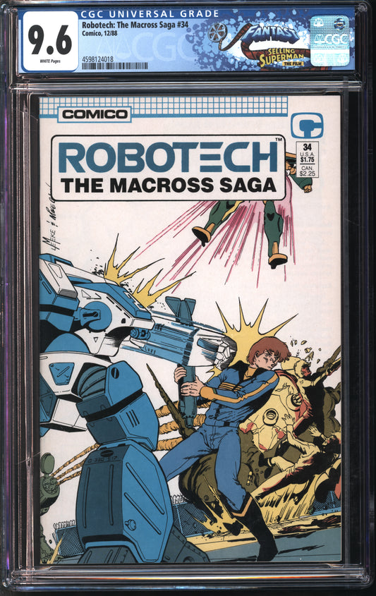 Comico Comics Robotech: The Macross Saga #34 12/88 FANTAST CGC 9.6 White Pages