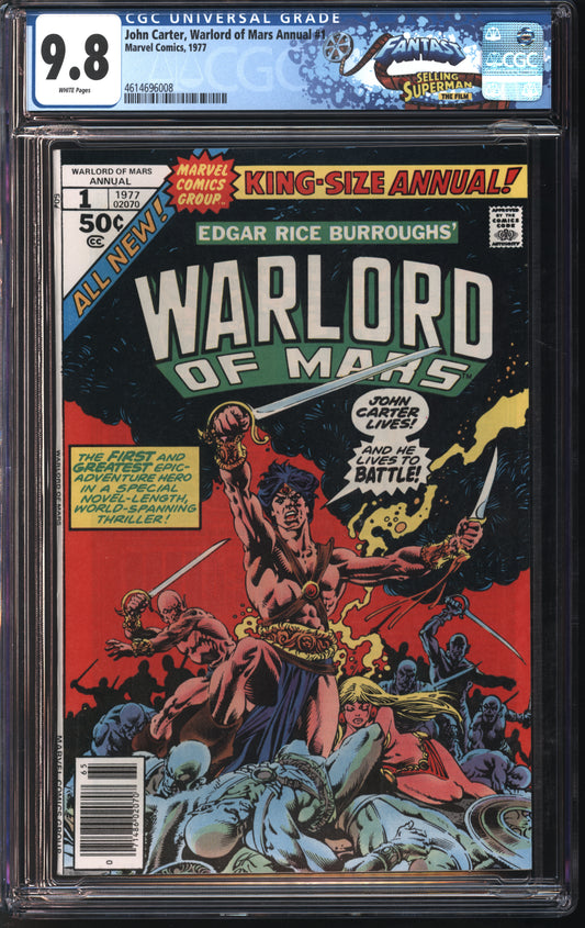 Marvel Comics John Carter, Warlord of Mars Annual #1 1977 FANTAST CGC 9.8 White Pages