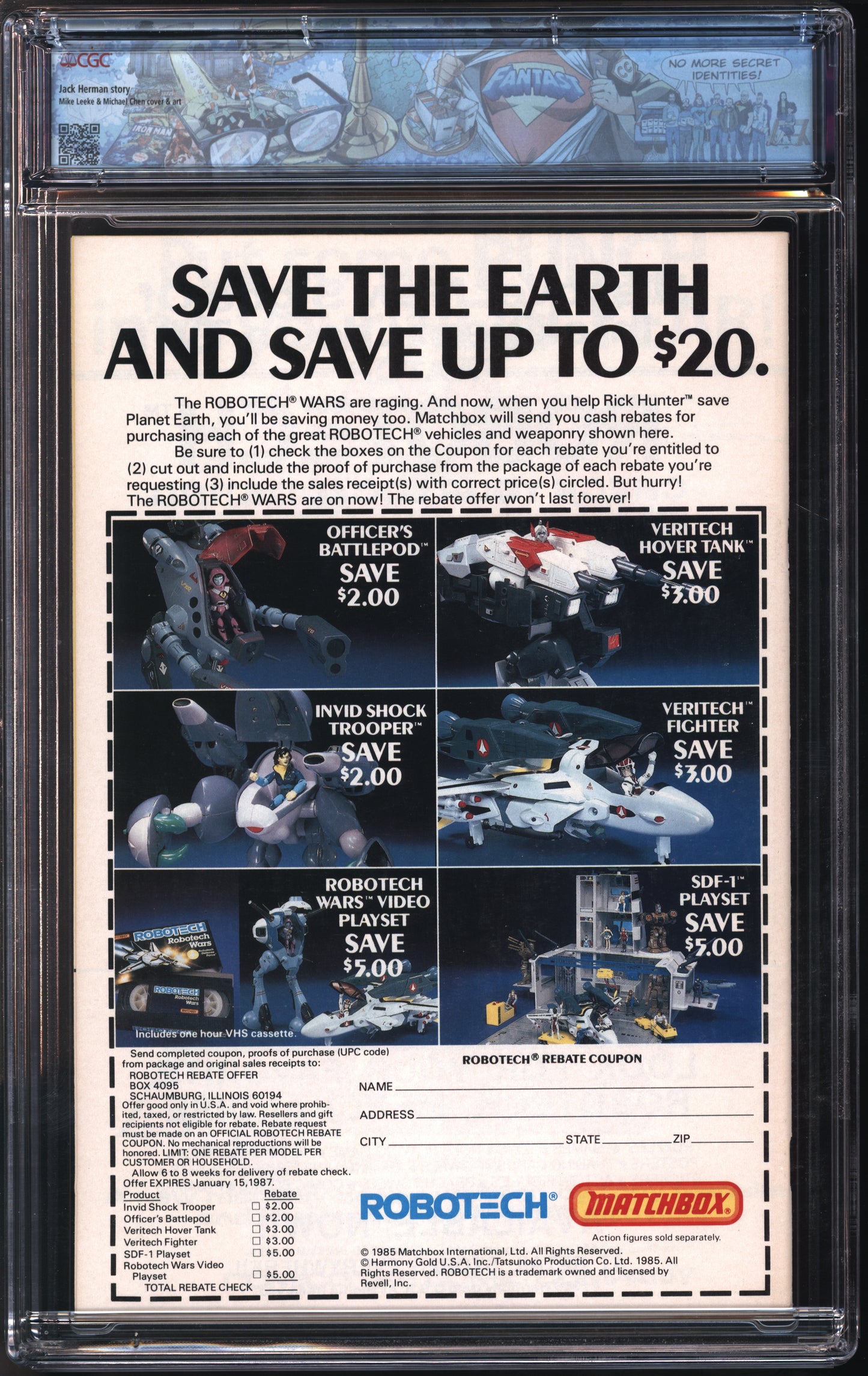 Comico Comics Robotech: The Macross Saga #16 12/86 FANTAST CGC 9.8 White Pages