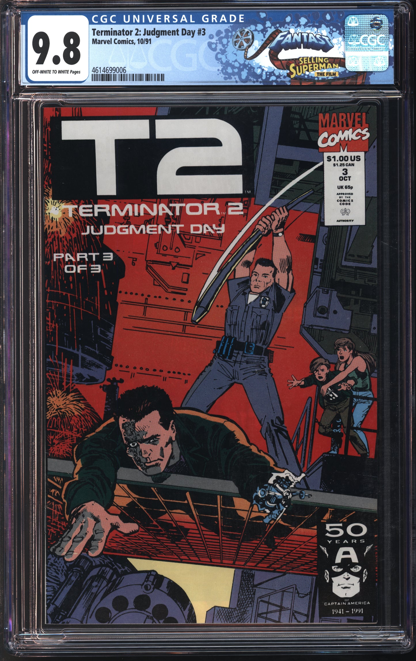 Marvel Comics Terminator 2: Judgement Day #3 10/91 FANTAST CGC 9.8 Off-White to White Pages