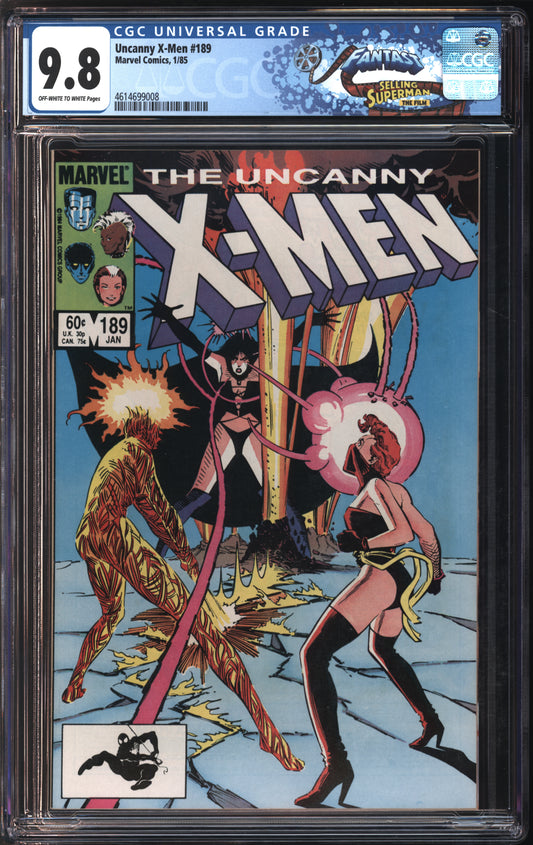Marvel Comics Uncanny X-Men #189 1/85 FANTAST CGC 9.8 Off-White to White Pages