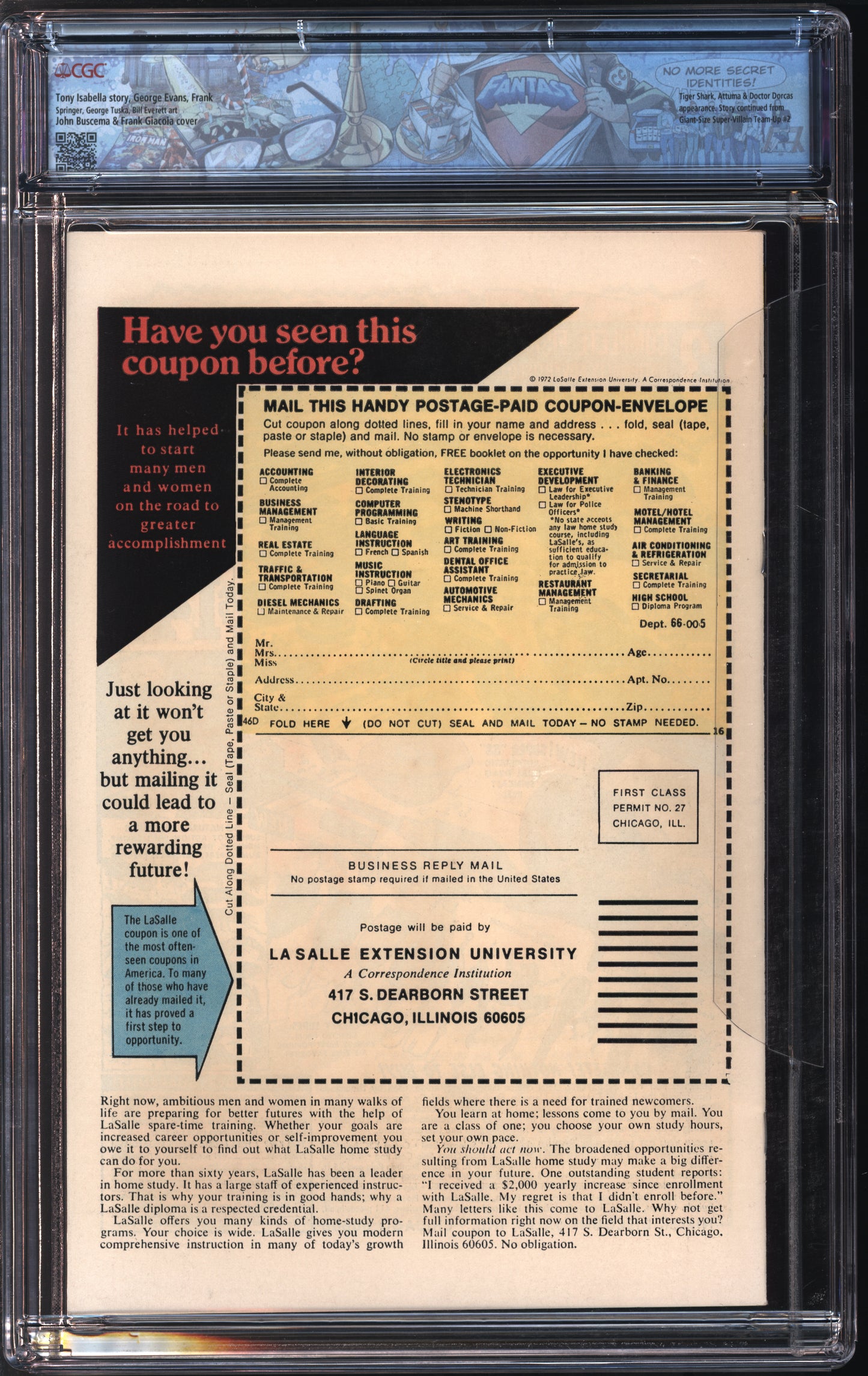 Marvel Comics Super-Villain Team-Up #1 8/75 FANTAST CGC 9.6 Off-White to White Pages