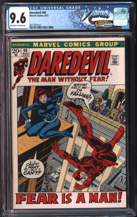 Marvel Comics Daredevil #90 8/72 FANTAST CGC 9.6 Off-White to White Pages