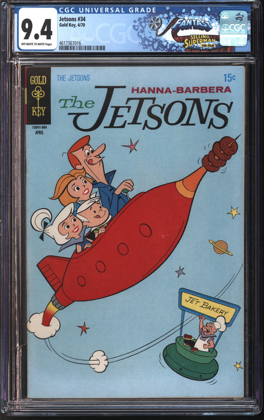 Gold Key Jetson #34 4/70 FANTAST CGC 9.4 Of-White to White Pages
