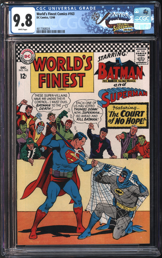 D.C. Comics World's Finest Comics #163 12/66 FANTAST CGC 9.8 White Pages