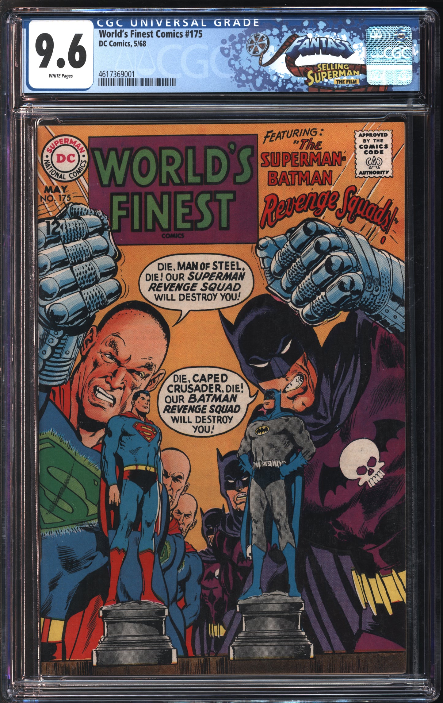 D.C. Comics World's Finest Comics #175 5/68 FANTAST CGC 9.6 White Pages