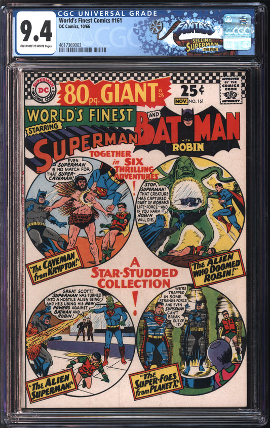 D.C. Comics World's Finest Comics #161 10/66 FANTAST CGC 9.4 Off-White to White Pages