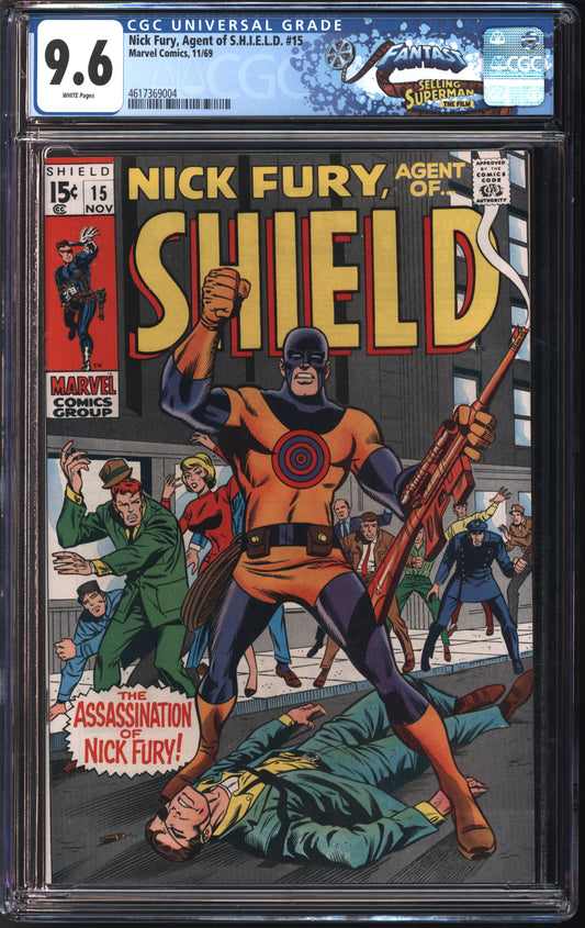 Marvel Comics Nick Fury, Agent of S.H.I.E.L.D. #15 11/69 FANTAST CGC 9.6 White Pages