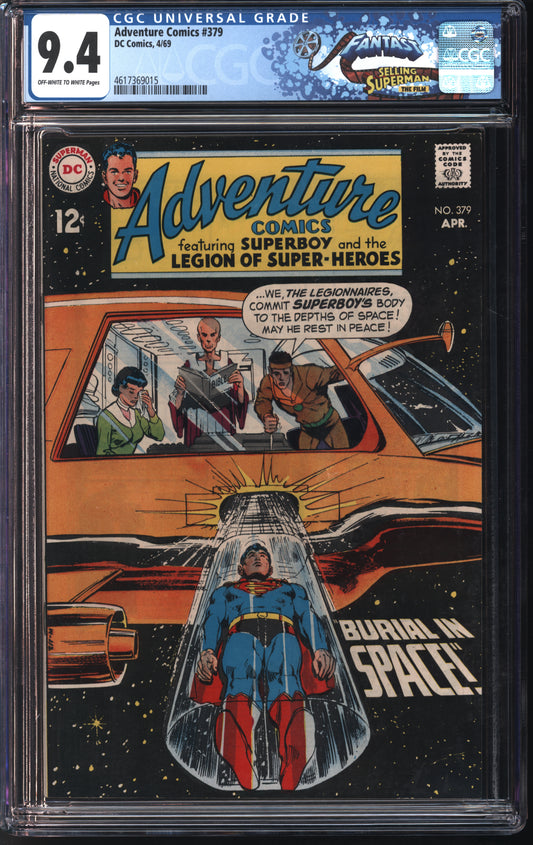 D.C. Comics Adventure Comics #379 4/69 FANTAST CGC 9.4 Off-White to White Pages