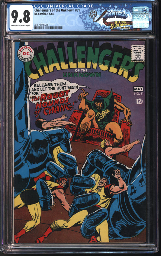 D.C. Comics Challengers of the Unknown #61 4-5/68 FANTAST CGC 9.8 Off-White to White Pages