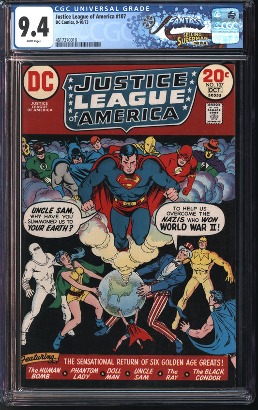 D.C. Comics Justice League of America #107 9-10/73 FANTAST CGC 9.4 White Pages