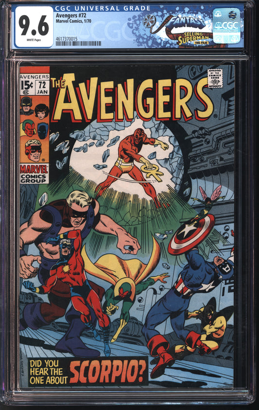 Marvel Comics Avengers #72 1/70 FANTAST CGC 9.6 White Pages