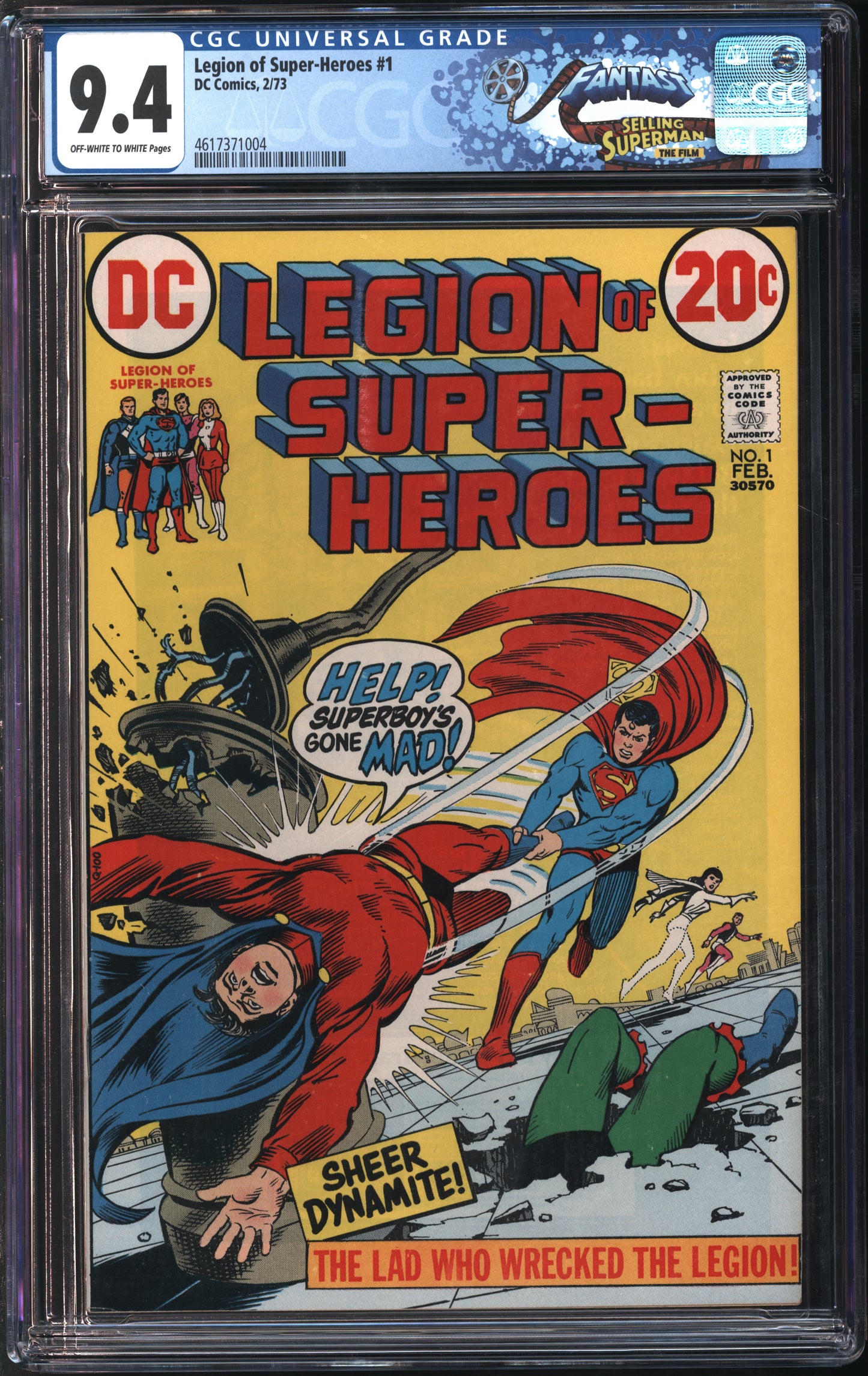 D.C. Comics Legion of Super-Heroes #1 2/73 FANTAST CGC 9.4 Of-White to White Pages