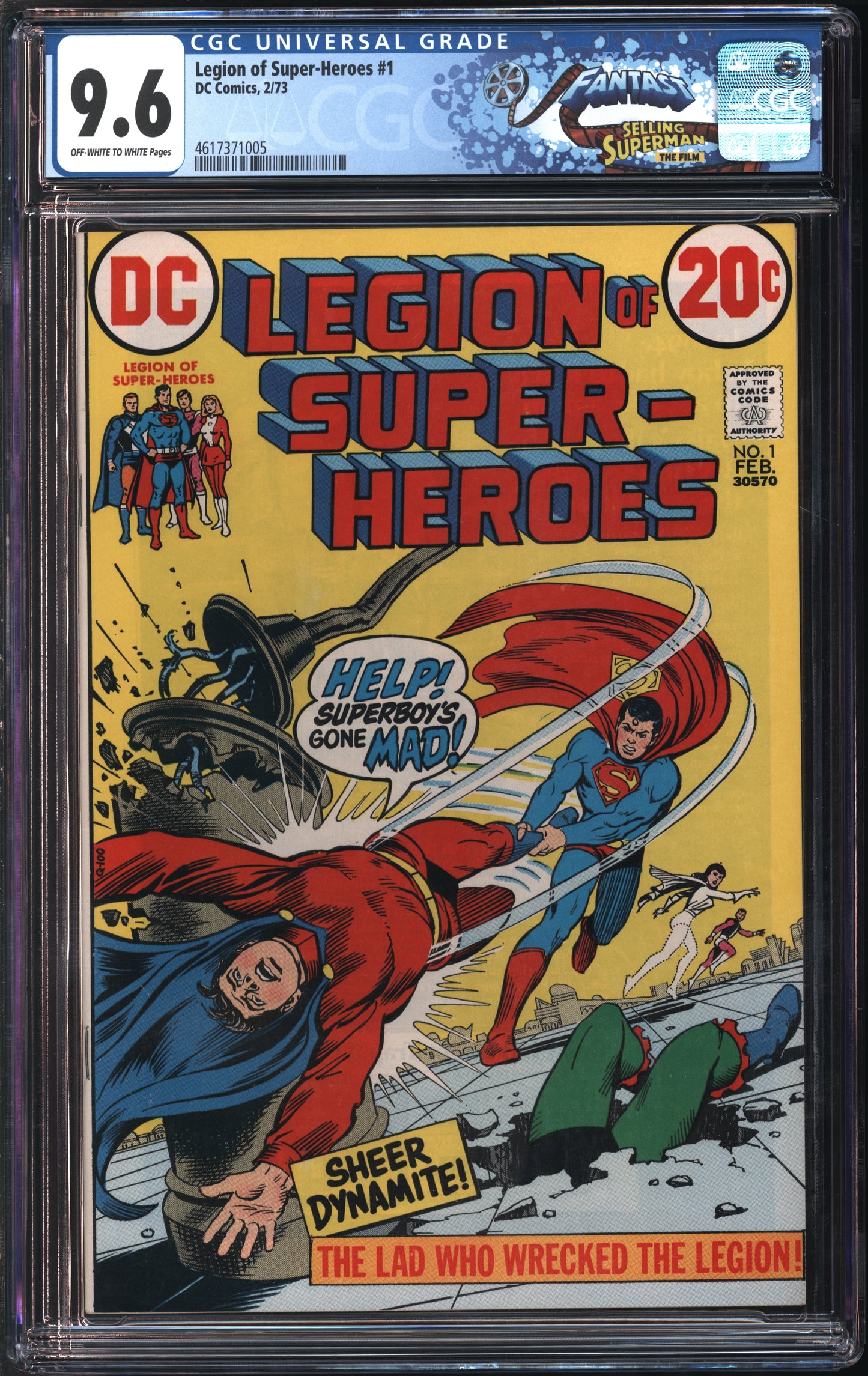 D.C. Comics Legion of Super-Heroes #1 2/73 FANTAST CGC 9.6 Of-White to White Pages