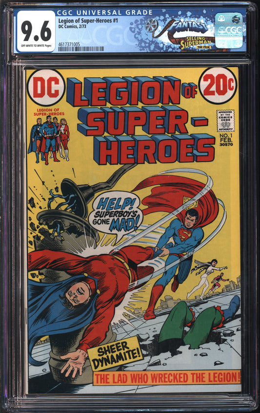 D.C. Comics Legion of Super-Heroes #1 2/73 FANTAST CGC 9.6 Of-White to White Pages