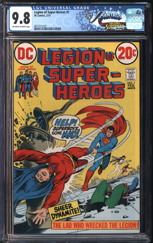 D.C. Comics Legion of Super-Heroes #1 2/73 FANTAST CGC 9.8 Of-White to White Pages