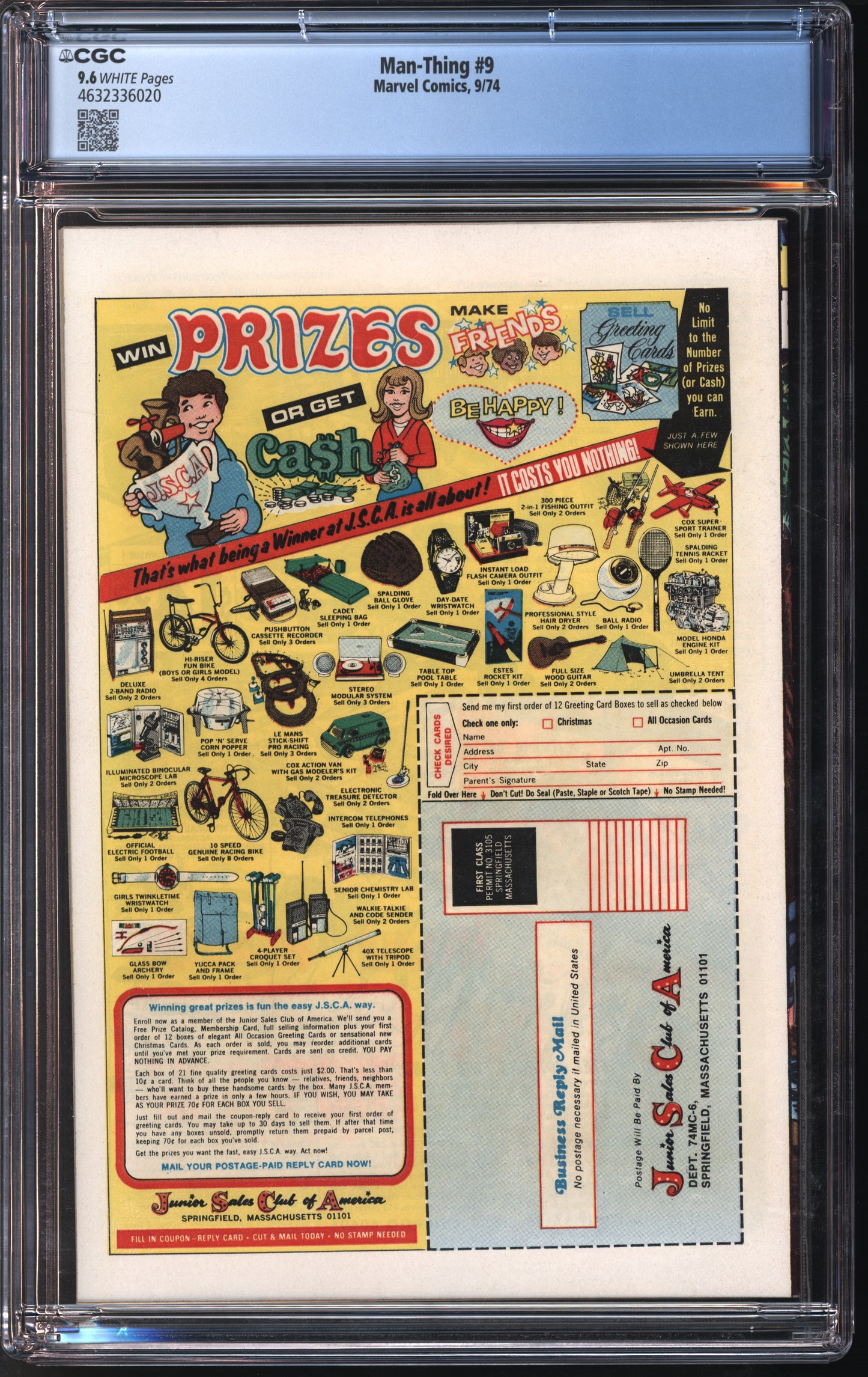 Marvel Comics Man-Thing #9 9/74 CGC 9.6 White Pages