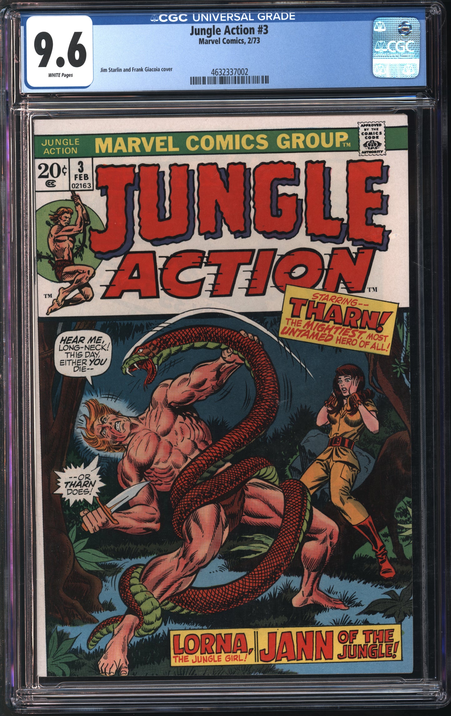 Marvel Comics Jungle Action #3 2/73 CGC 9.6 White Pages
