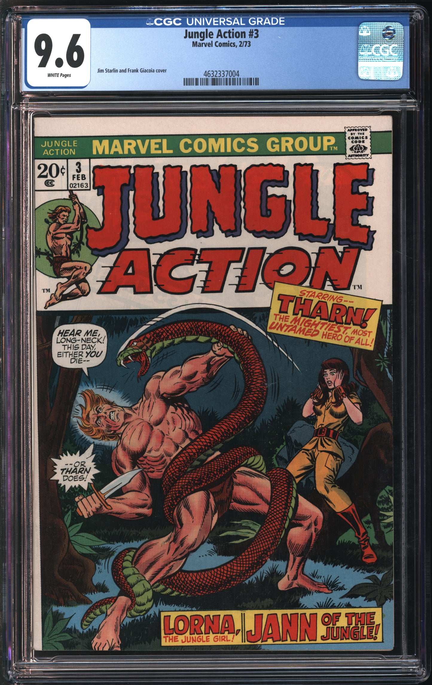 Marvel Comics Jungle Action #3 2/73 CGC 9.6 White Pages
