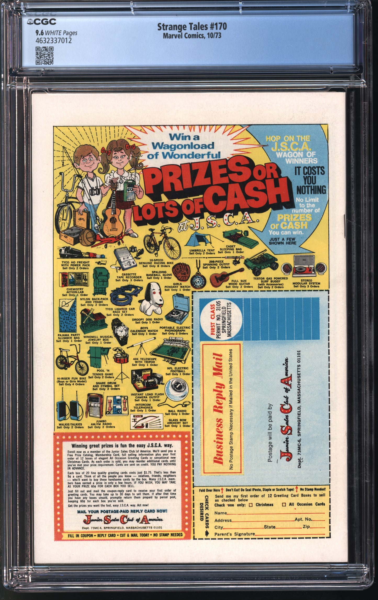 Marvel Comics Strange Tales #170 10/73 FANTAST CGC 9.6 White Pages