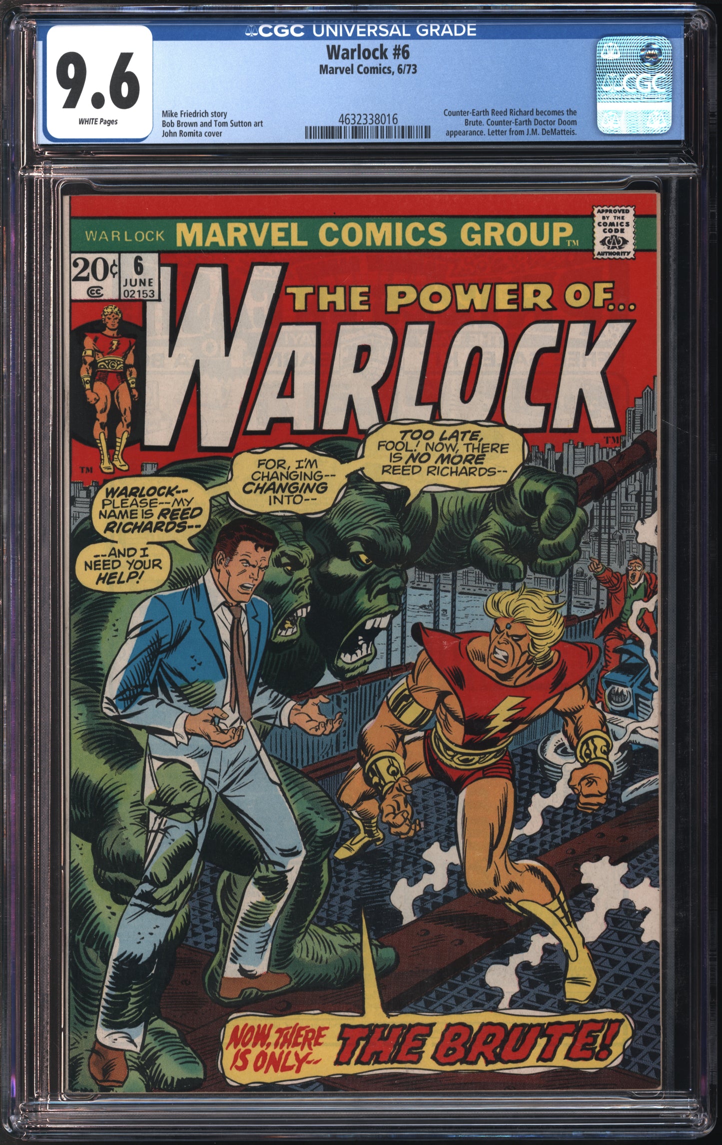 Marvel Comics Warlock #6 6/73 CGC 9.6 White Pages