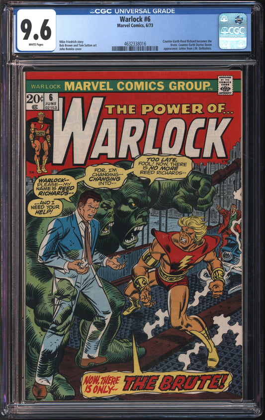 Marvel Comics Warlock #6 6/73 CGC 9.6 White Pages
