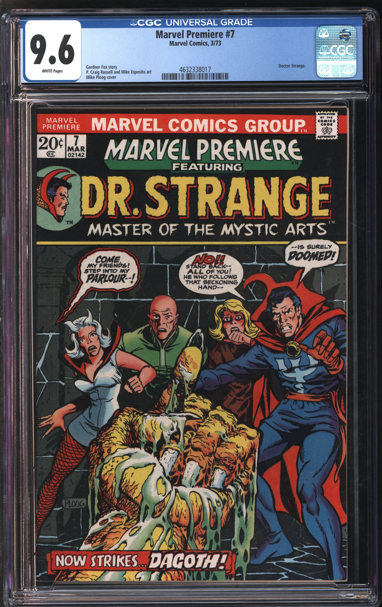 Marvel Comics Marvel Premiere #7 3/73 CGC 9.6 White Pages