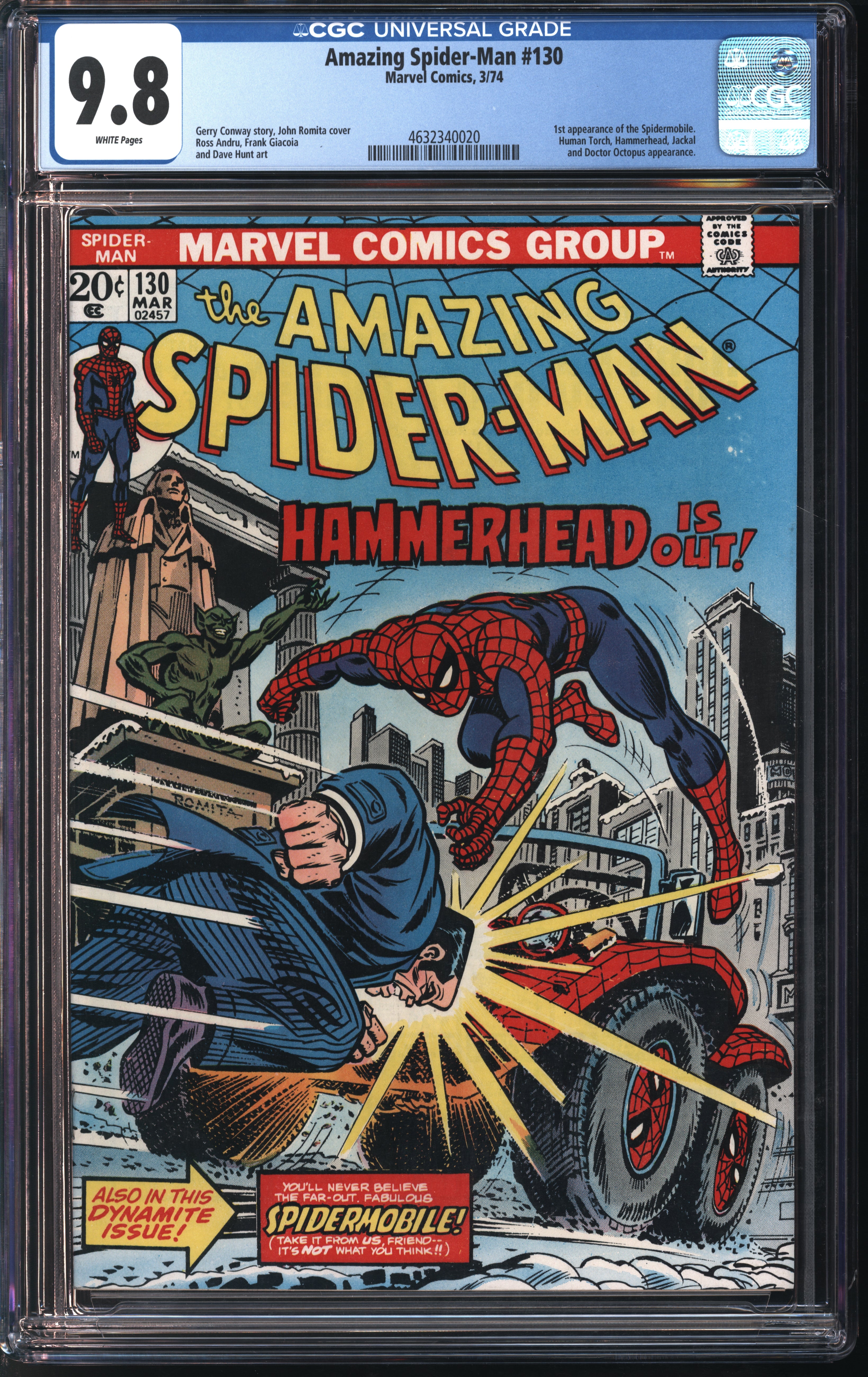 Marvel Comics Amazing Spider-Man #130 3/74 CGC 9.8 White Pages