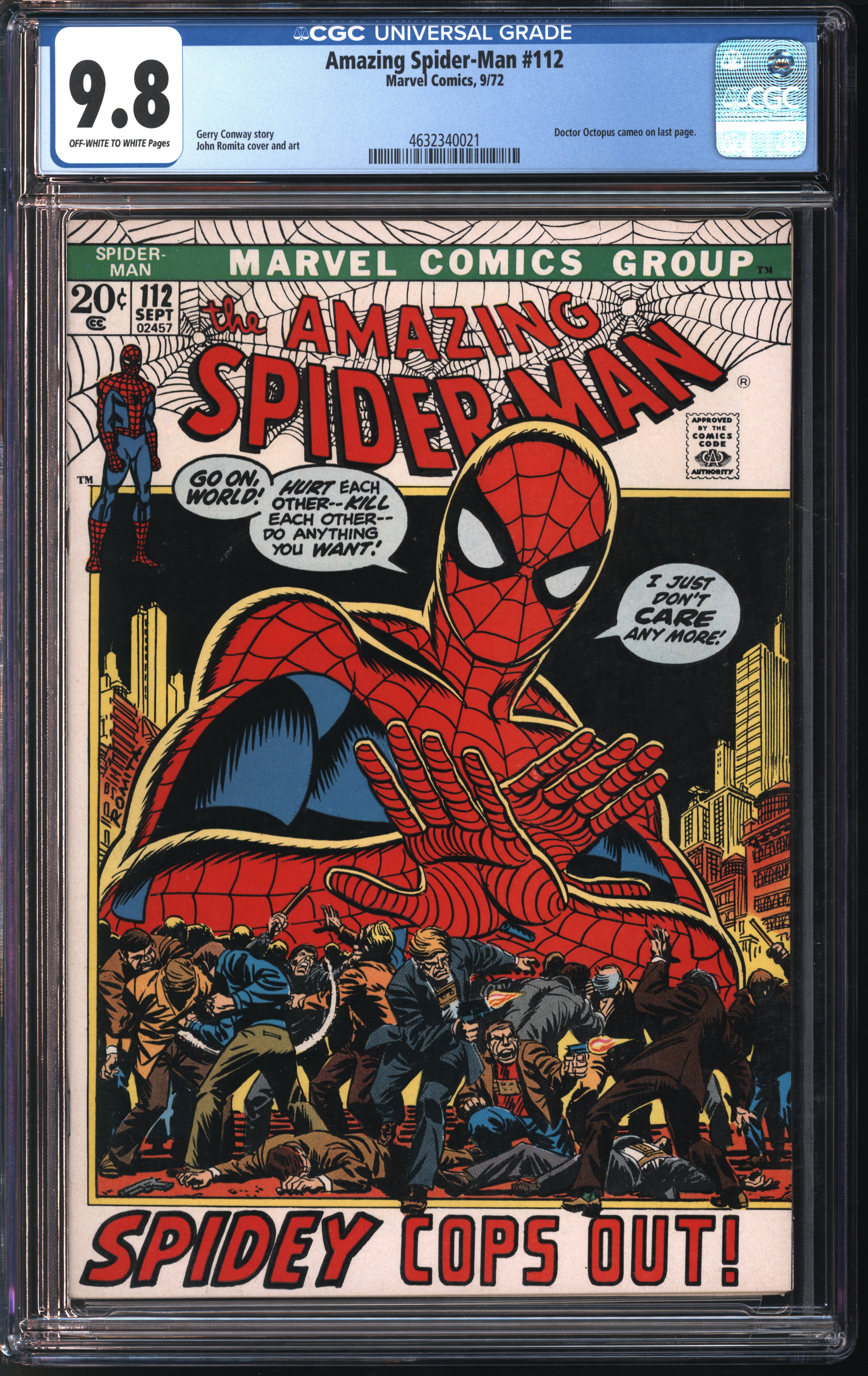 Marvel Comics Amazing Spider-Man #112 9/72 CGC 9.8 White Pages