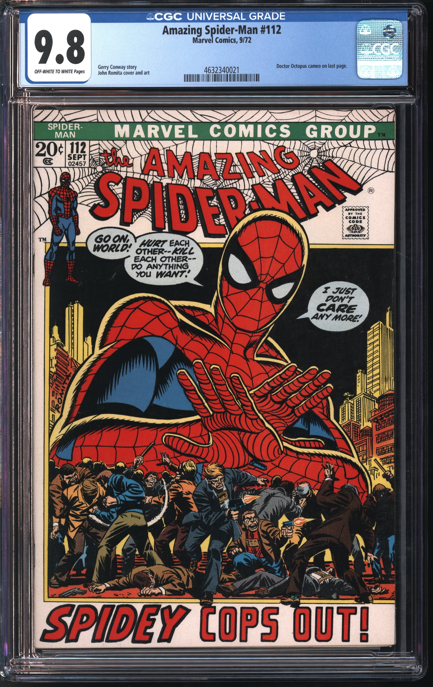 Marvel Comics Amazing Spider-Man #112 9/72 CGC 9.8 White Pages