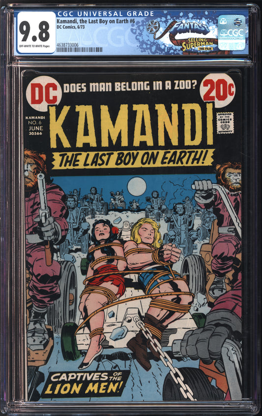 D.C. Comics Kamandi, the Last Boy on Earth #6 6/73 FANTAST CGC 9.8 Off-White to White Pages
