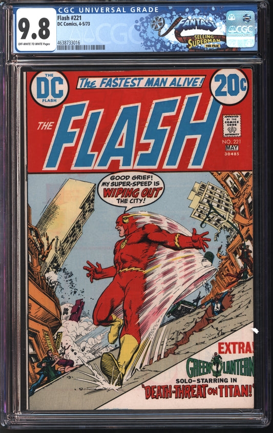 D.C. Comics Flash #221 4-5/73 FANTAST CGC 9.8 Off-White to White Pages