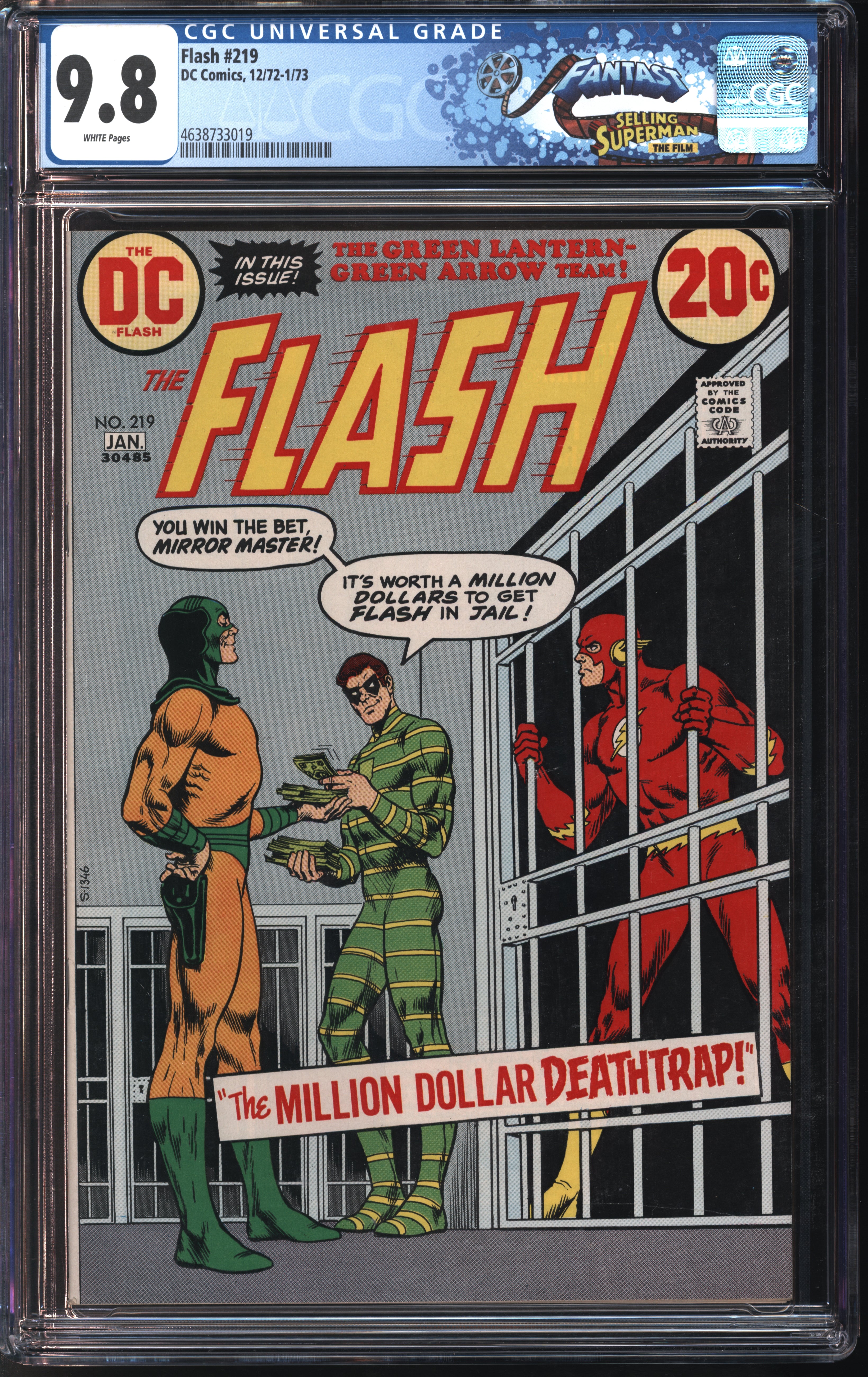 D.C. Comics Flash #219 12/72-1/73 FANTAST CGC 9.8 White Pages