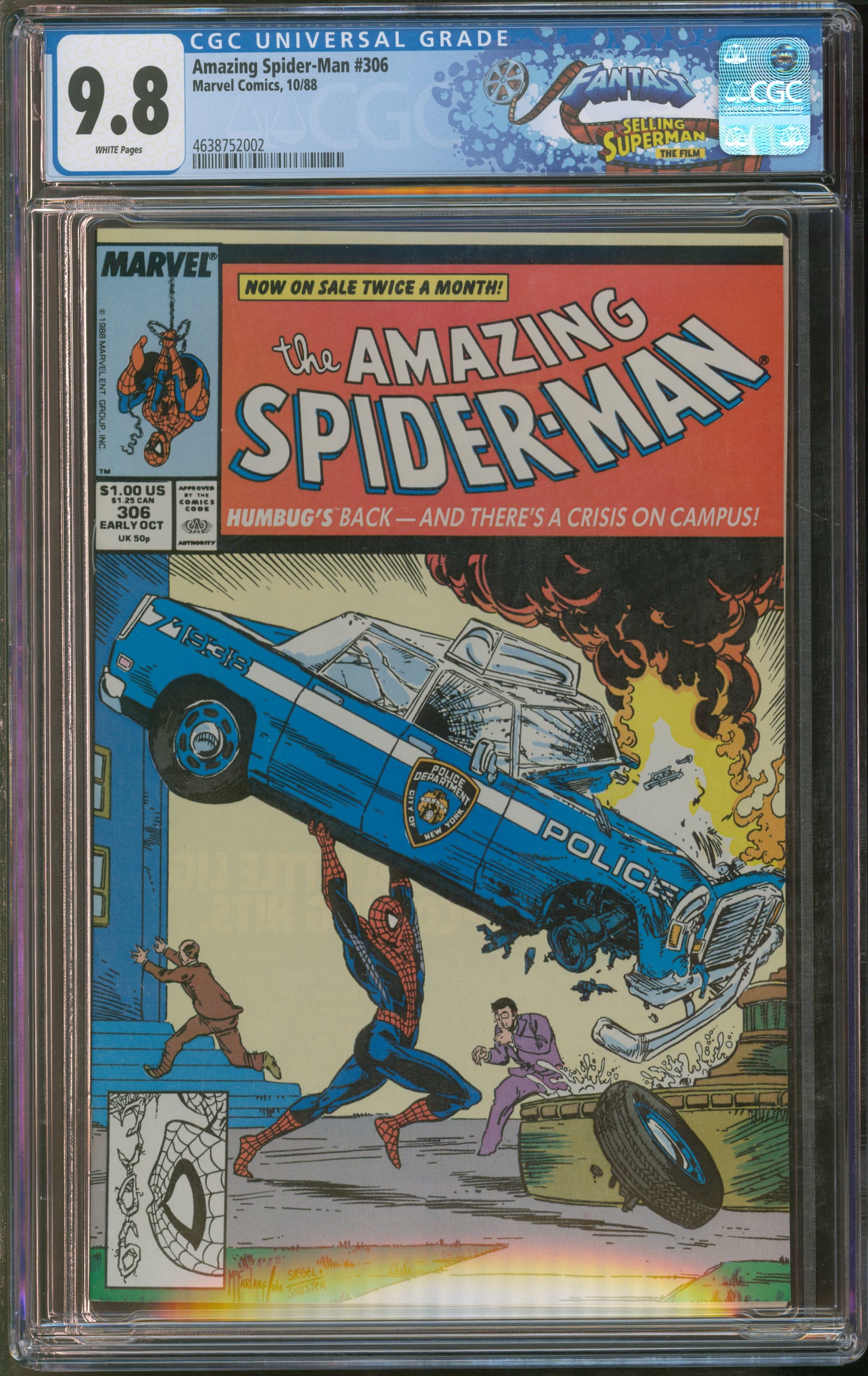 Marvel Comics Amazing Spider-Man #306 10/88 FANTAST CGC 9.8 White Pages