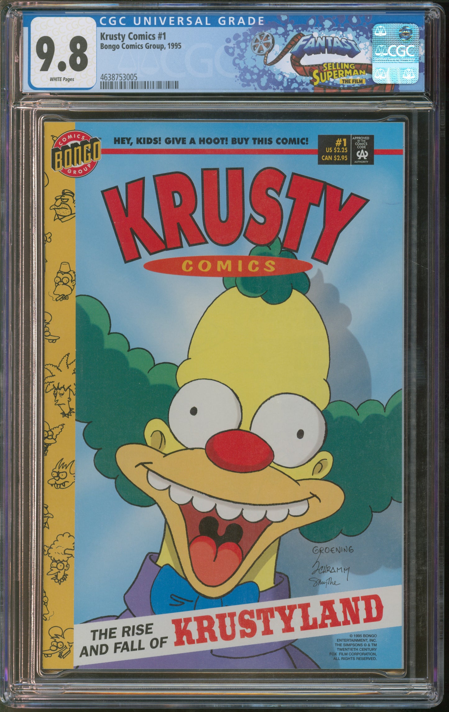 Bongo Comics Krusty Comics #1 1995 FANTAST CGC 9.8 White Pages