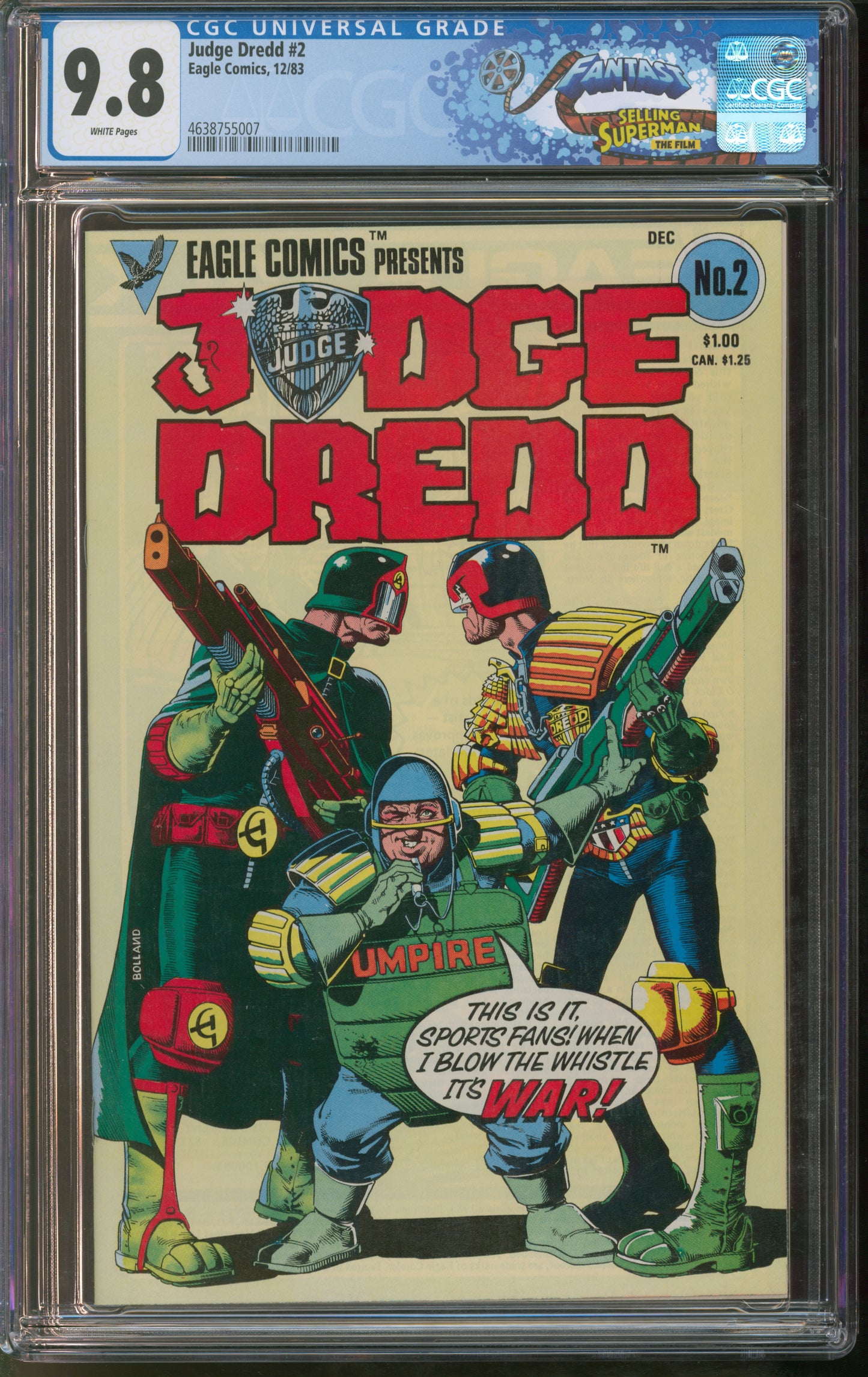 Eagle Comics Judge Dredd #2 12/83 FANTAST CGC 9.8 White Pages