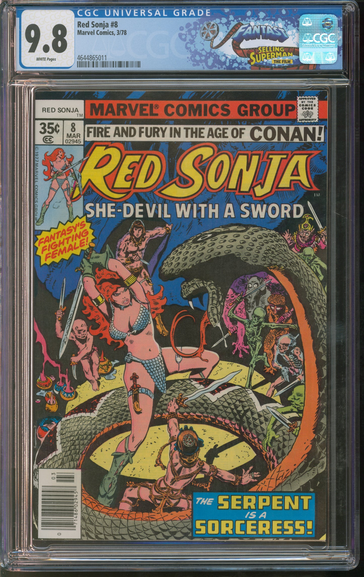 Marvel Comics Red Sonja #8 3/78 FANTAST CGC 9.8 White Pages