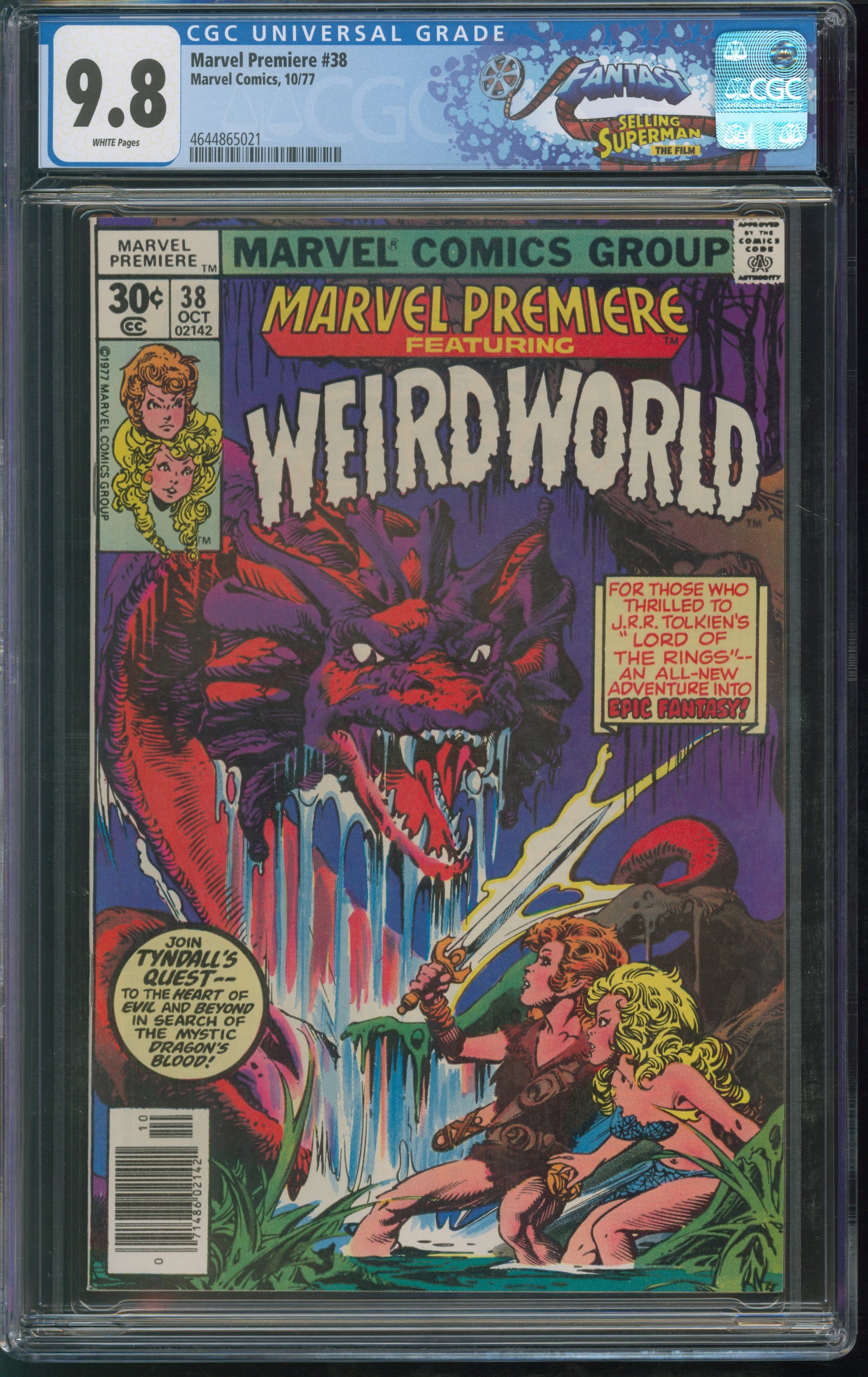 Marvel Comics Marvel Premiere #38 10/77 FANTAST CGC 9.8 White Pages