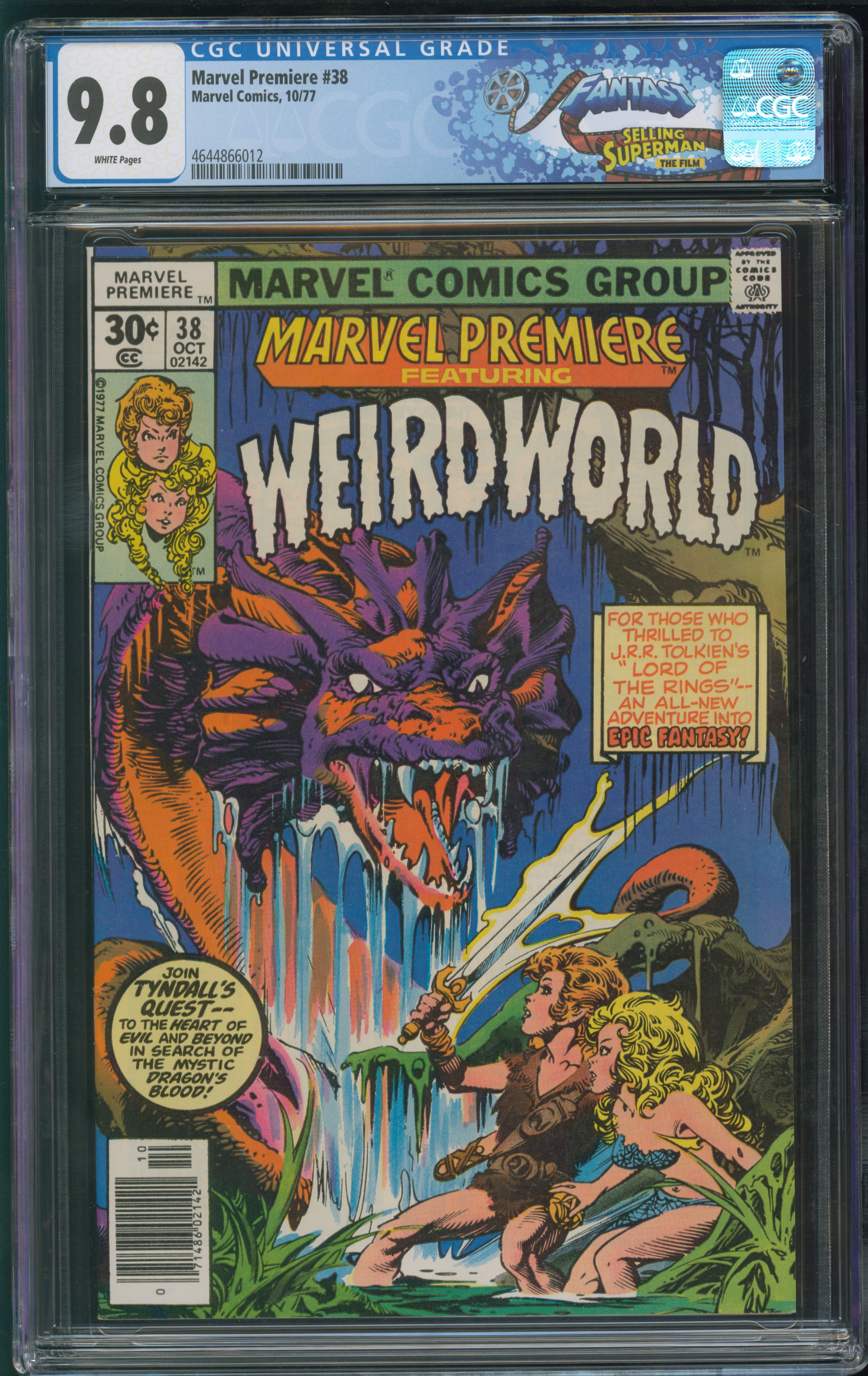 Marvel Comics Marvel Premiere #38 10/77 FANTAST CGC 9.8 White Pages
