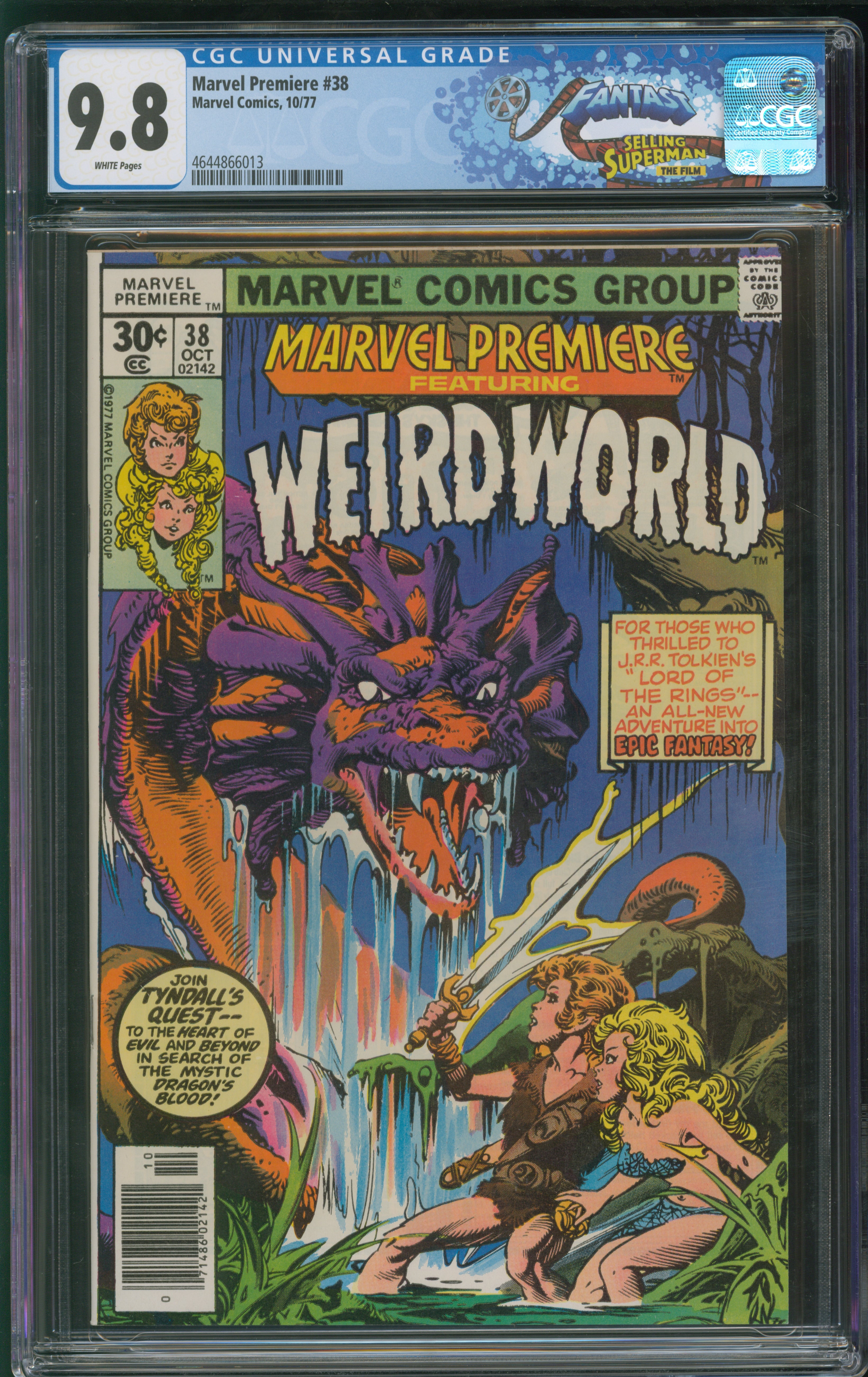 Marvel Comics Marvel Premiere #38 10/77 FANTAST CGC 9.8 White Pages