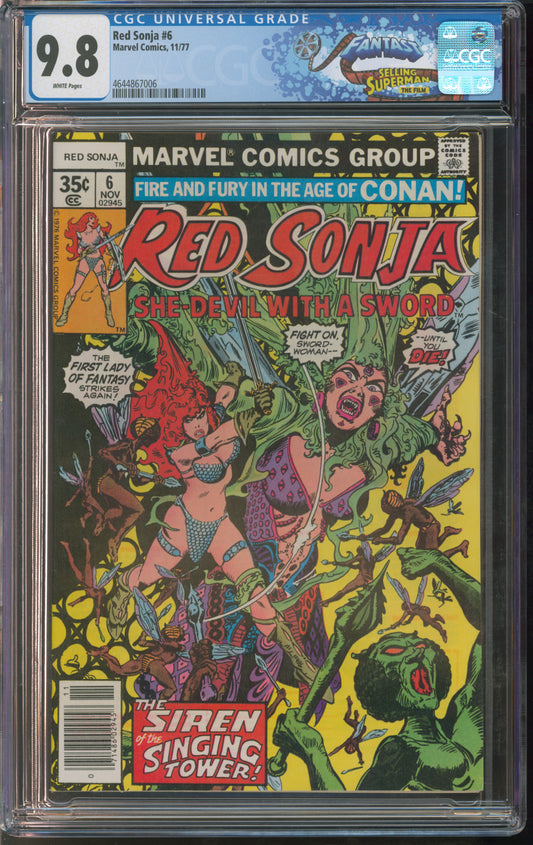 Marvel Comics Red Sonja #6 11/77 FANTAST CGC 9.8 White Pages