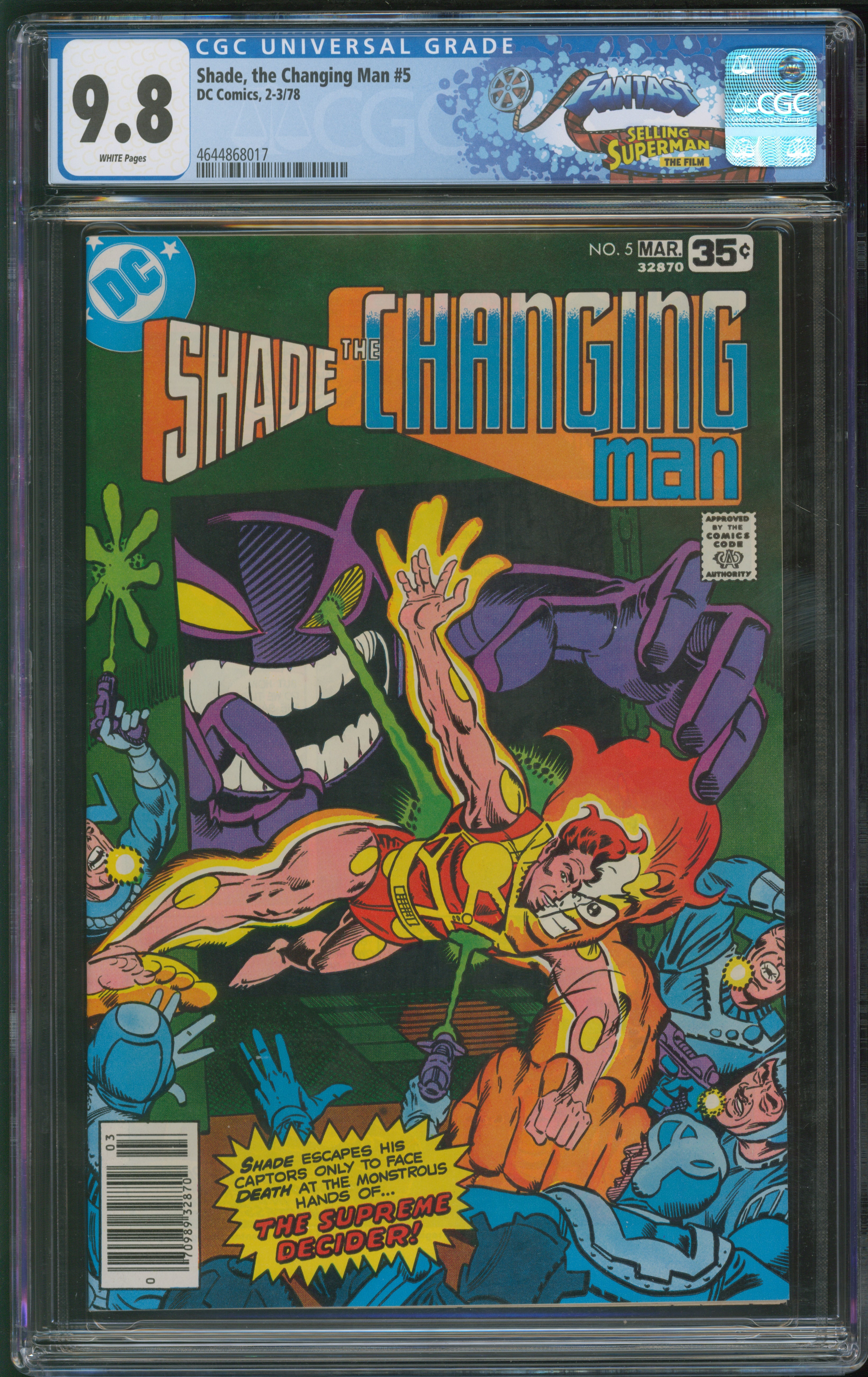 D.C. Comics Shade, the Changing Man #5 2-3/78 FANTAST CGC 9.8 White Pages