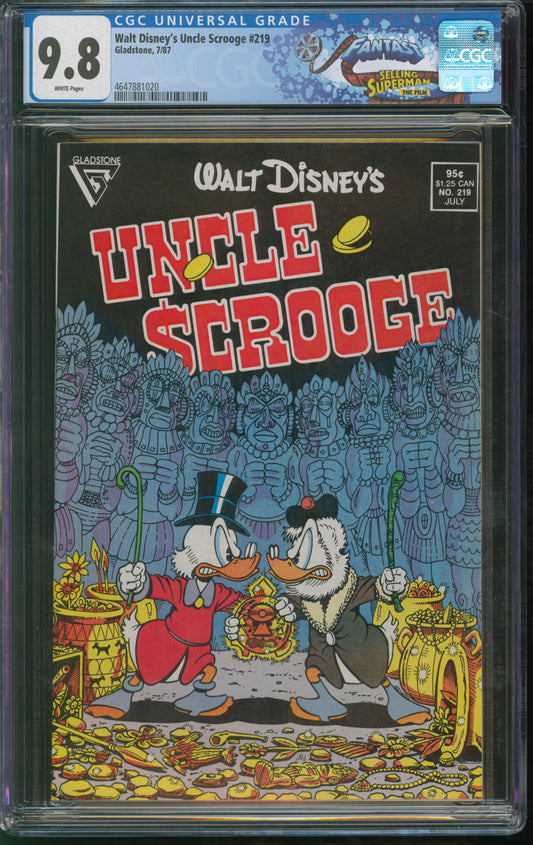 Gladstone Walt Disney's Uncle Scrooge #219 7/87 FANTAST CGC 9.8 White Pages