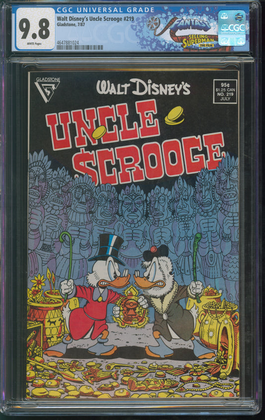 Gladstone Walt Disney's Uncle Scrooge #219 7/87 FANTAST CGC 9.8 White Pages