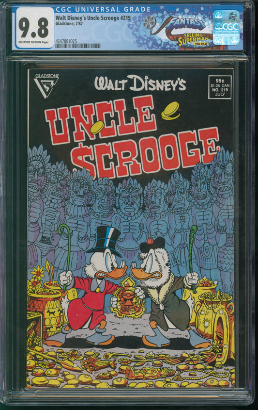 Gladstone Walt Disney's Uncle Scrooge #219 7/87 FANTAST CGC 9.8 White Pages