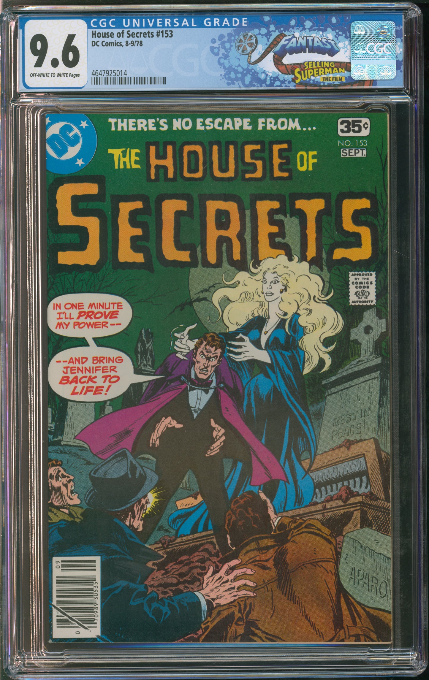 D.C. Comics House of Secrets #153 8-9/78 CGC FANTAST 9.6 Off-White to White Pages