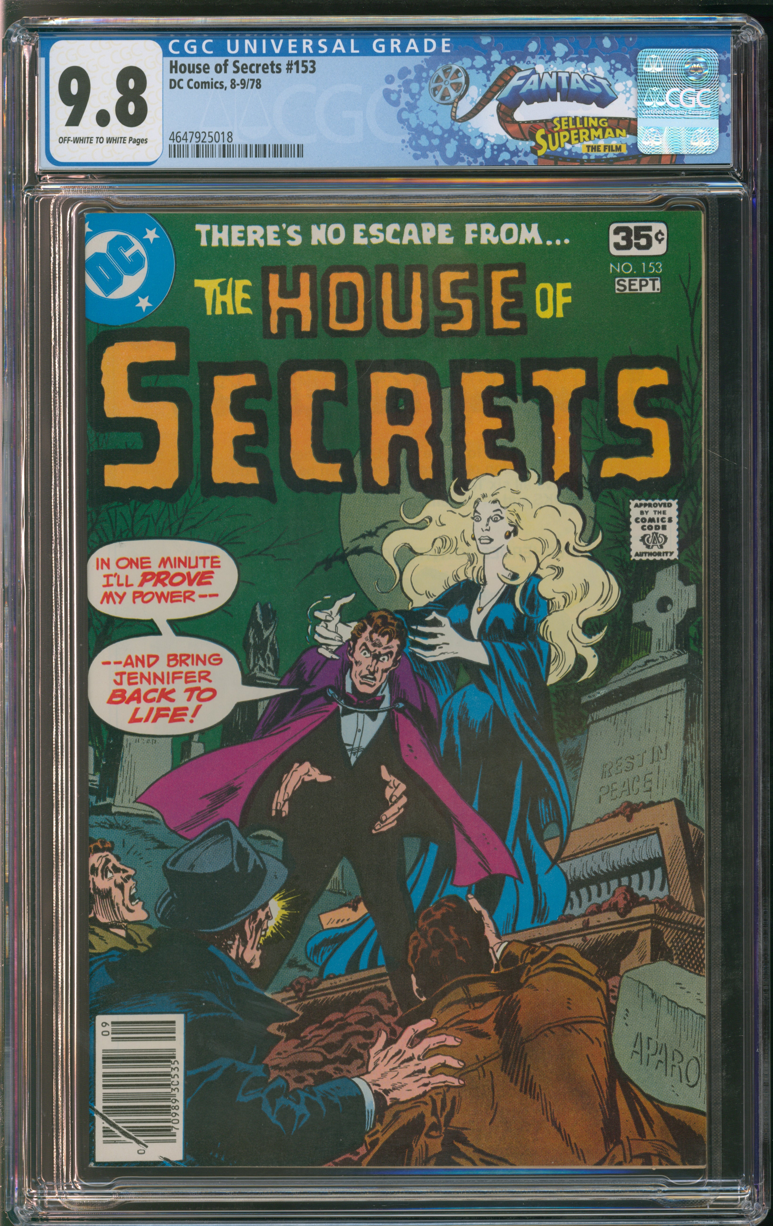 D.C. Comics House of Secrets #153 8-9/78 CGC FANTAST 9.8 Off-White to White Pages